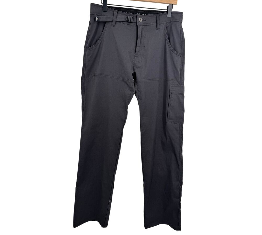 Prana pants men's 32x34 Zion stretch belted vented roll up snap hiking nylon